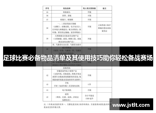 足球比赛必备物品清单及其使用技巧助你轻松备战赛场